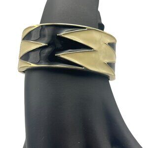 Vintage Black and Cream Zebra Stripe Clamper Bracelet